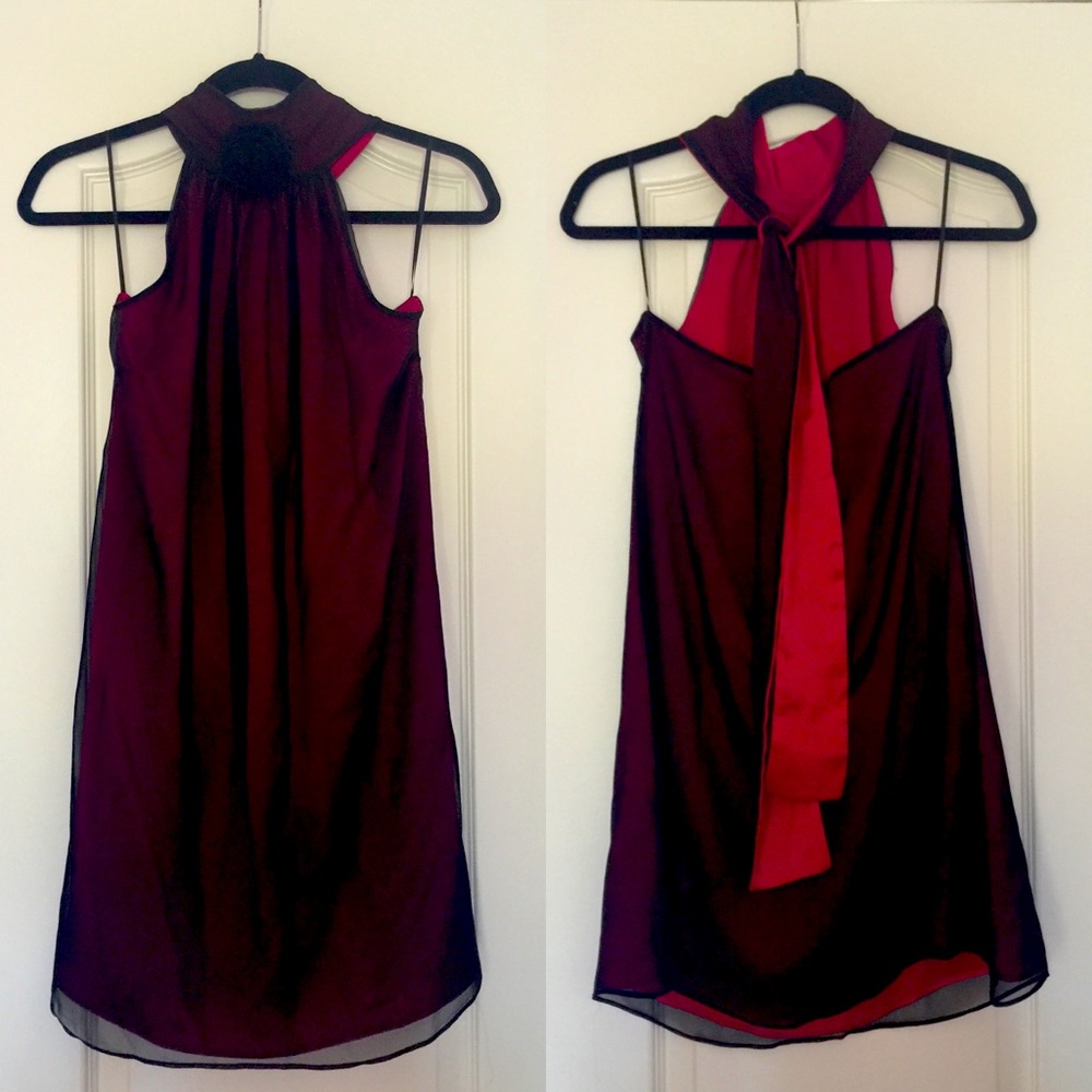 Alice + Olivia Chiffon Overlay Rosette Dress